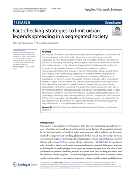 Fact-Checking Strategies to Limit Urban Legends Spreading in a Segregated Society