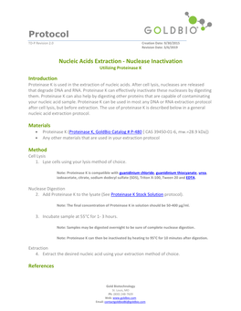 Nuclease Inactivation with Proteinase K TD-P Date: 3/6/2019