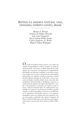 Répteis Na Reserva Natural Vale, Linhares, Espírito Santo, Brasil