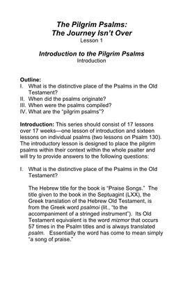 The Pilgrim Psalms: the Journey Isn't Over