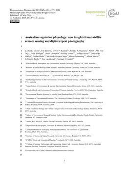 Australian Vegetation Phenology: New Insights from Satellite Remote Sensing and Digital Repeat Photography