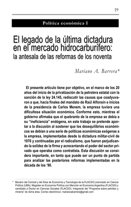 El Legado De La Última Dictadura En El Mercado Hidrocarburífero