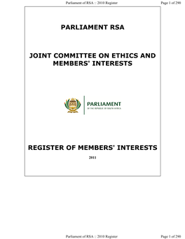 Parliament Rsa Joint Committee on Ethics And