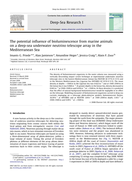 The Potential Influence of Bioluminescence from Marine Animals on a Deep-Sea Underwater Neutrino Telescope Array in the Mediterr