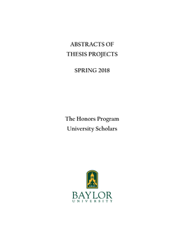 2018 Honors Thesis Abstracts