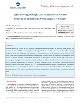 Epidemiology, Biology, Clinical Manifestation and Prevention of Influenza Virus