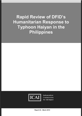 Rapid Review of DFID's Humanitarian Response to Typhoon Haiyan in The