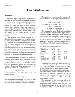 Ph and Buffers Laboratory