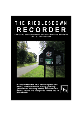 R E C O R D E R a Half-Yearly Publication of the Riddlesdown Residents’ Association No