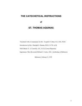 The Catechetical Instructions