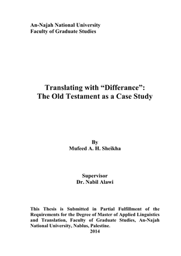 Translating with “Differance”: the Old Testament As a Case Study