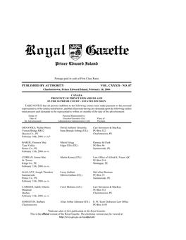 Royal Gazette of Prince Edward Island