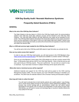 VON Day Quality Audit / Neonatal Abstinence Syndrome