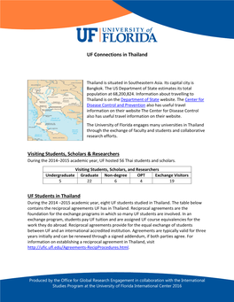 UF Connections in Thailand Visiting Students, Scholars & Researchers UF Students in Thailand