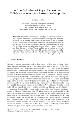 A Simple Universal Logic Element and Cellular Automata for Reversible Computing