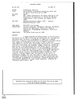 The Broadcast Programming Marketplace After the Children's Television Act of 1990