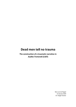 Dead Men Tell No Trauma the Construction of a Traumatic Narrative in Audita Tremendi (1187)