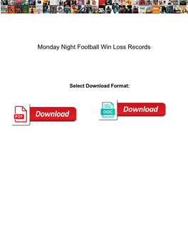 Monday Night Football Win Loss Records