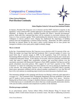 Comparative Connections a Triannual E-Journal on East Asian Bilateral Relations