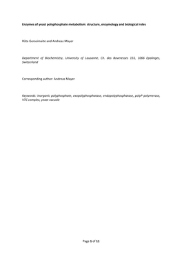 Page 1 of 11 Enzymes of Yeast Polyphosphate Metabolism