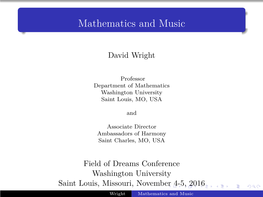 Mathematics and Music