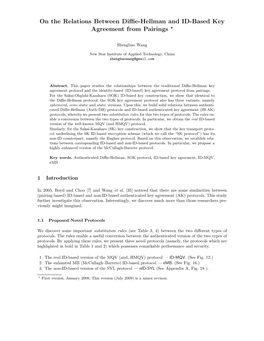 On the Relations Between Diffie-Hellman and ID-Based Key