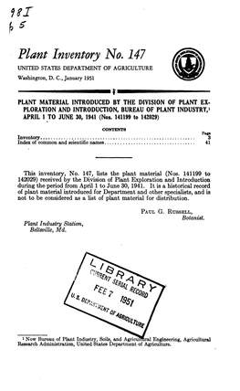 Fft Plant Inventory No