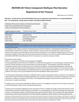 Revised Sarasota County Florida RESTORE Act Direct Component