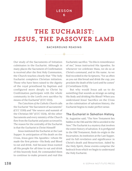 The Eucharist: Jesus, the Passover Lamb