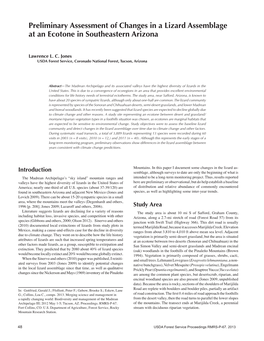 Preliminary Assessment of Changes in a Lizard Assemblage at an Ecotone in Southeastern Arizona