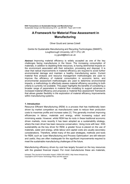 A Framework for Material Flow Assessment in Manufacturing