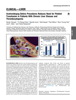 Avatrombopag Before Procedures Reduces Need for Platelet