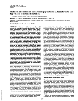 Mutation and Selection in Bacterial Populations: Alternatives To