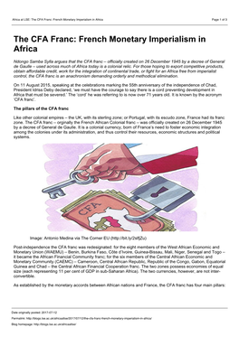 The CFA Franc: French Monetary Imperialism in Africa Page 1 of 3