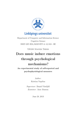 Does Music Induce Emotions Through Psychological Mechanisms? an Experimental Study of Self-Reported and Psychophysiological Measures