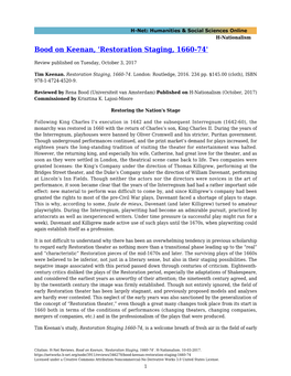 Bood on Keenan, 'Restoration Staging, 1660-74'