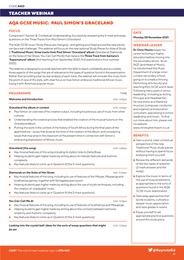 Teacher Webinar Aqa Gcse Music: Paul Simon's
