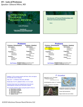 Lots of Protozoa Speaker: Edward Mitre, MD