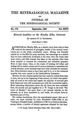 The Mineralogical Magazine Aiid Journal of the Mineralogical Society