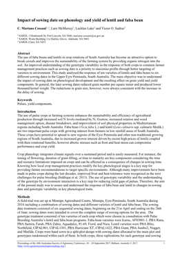 Impact of Sowing Date on Phenology and Yield of Lentil and Faba Bean