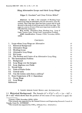 Ring Alternative Loops and Their Loop Ringsl Edgarg