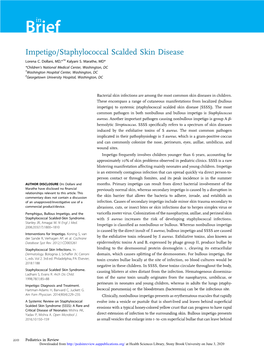 Impetigo/Staphylococcal Scalded Skin Disease Lorena C