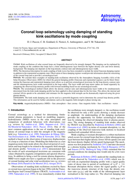 Coronal Loop Seismology Using Damping of Standing Kink Oscillations by Mode Coupling D