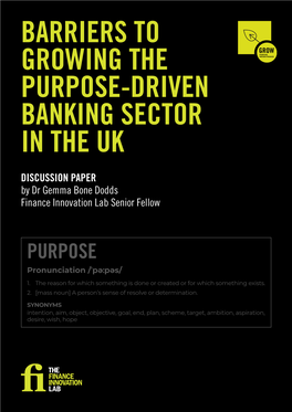 Barriers to Growing the Purpose-Driven Banking Sector in the Uk