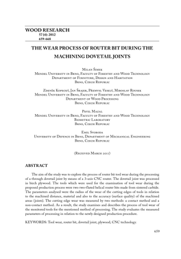 The Wear Process of Router Bit During the Machining Dovetail Joints