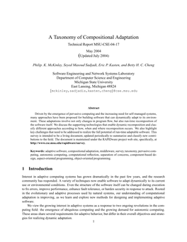 A Taxonomy of Compositional Adaptation Technical Report MSU-CSE-04-17 May 2004 (Updated July 2004)