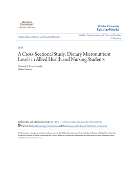 A Cross-Sectional Study: Dietary Micronutrient Levels in Allied Health and Nursing Students Grisseel A