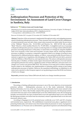 Anthropization Processes and Protection of the Environment: an Assessment of Land Cover Changes in Sardinia, Italy