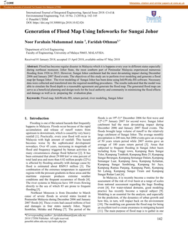 Generation of Flood Map Using Infoworks for Sungai Johor