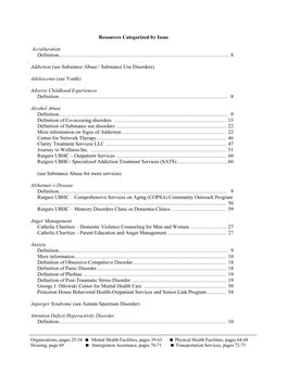 Organizations, Pages 25-38 Mental Health Facilities, Pages 39-63